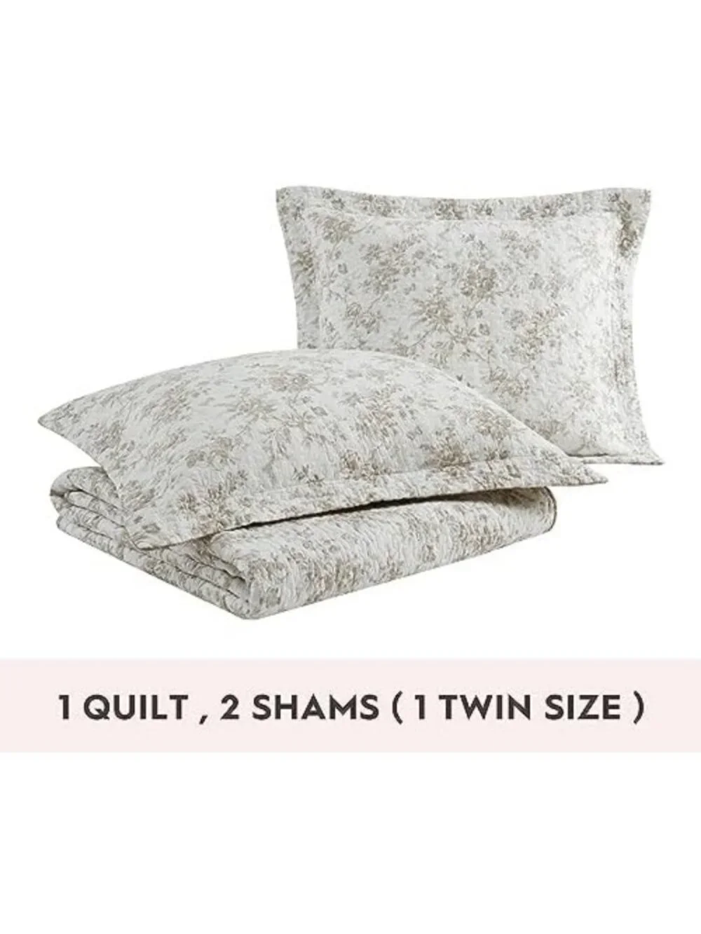 Reversible Twin Quilt Set - 100% Cotton, Soft & Cozy with Matching Sham